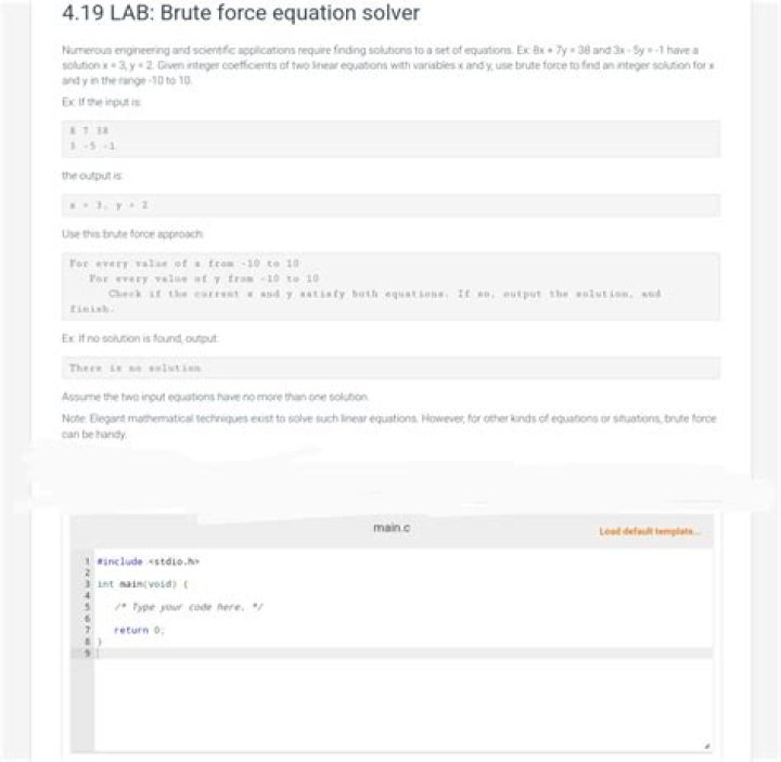 Brute Force Equation Solver using Nested For Loops