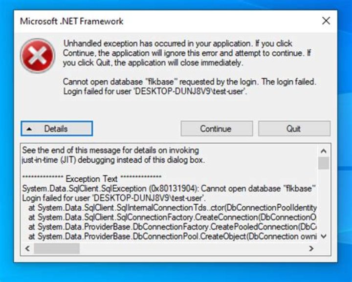 Cannot open database 