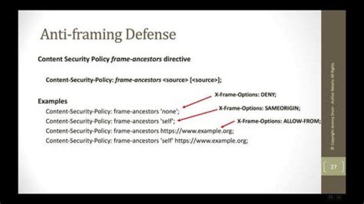 Content security policy for frame. frame-src vs frame-ancestors