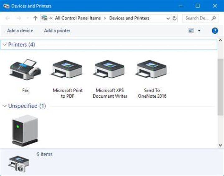 Devices and Printers