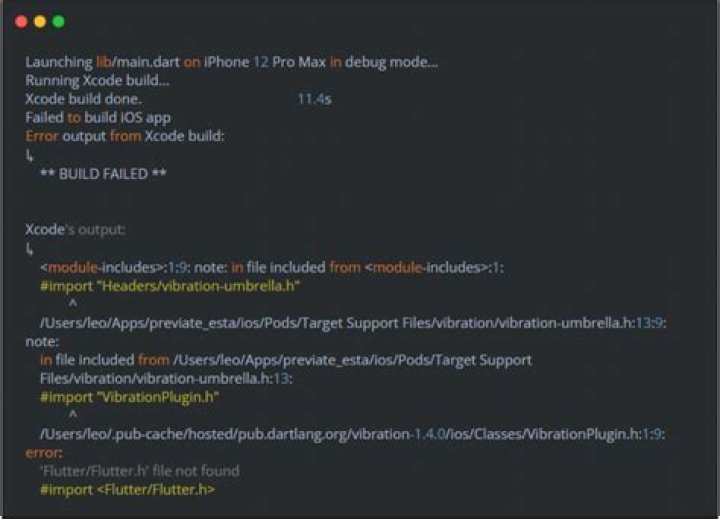 error: 'Flutter/Flutter.h' file not found when flutter run on iOS