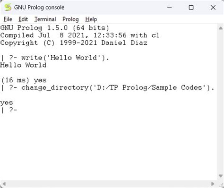 Hello world in Prolog