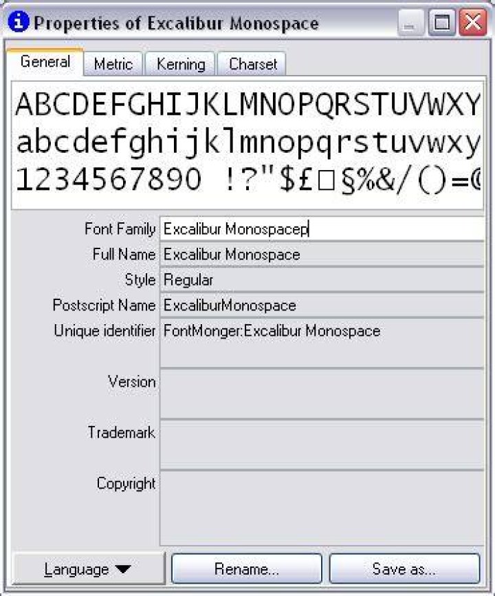 How do you change a TTF font name?