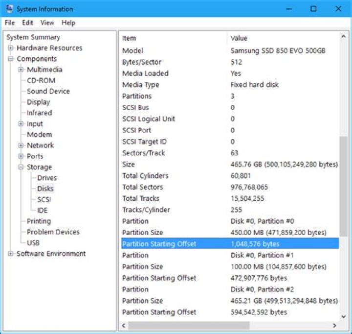 How to check the partition alignment on an SSD drive?