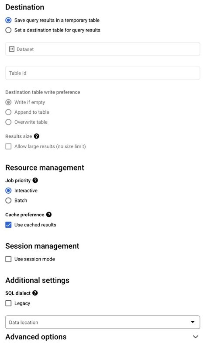 How to create temporary table in Google BigQuery