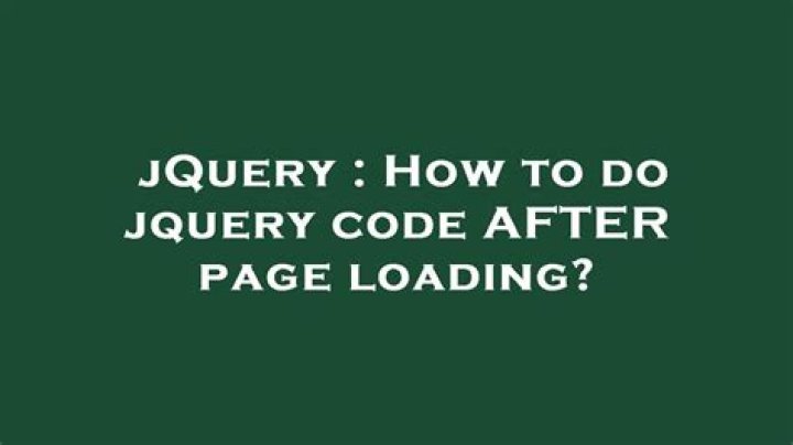 How to do jquery code AFTER page loading?