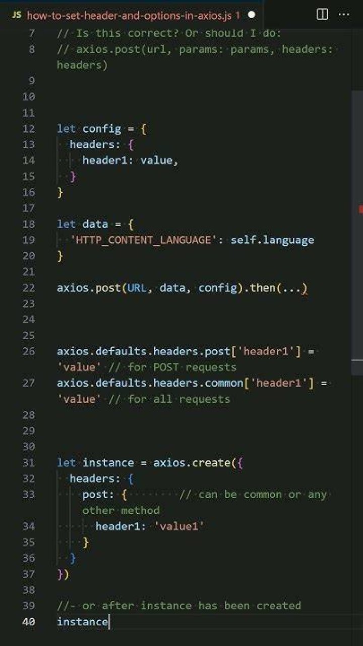 How to set header and options in axios?