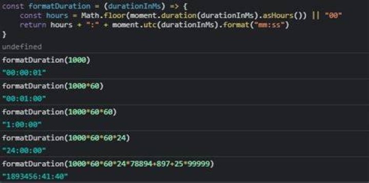 How to use format() on a moment.js duration?
