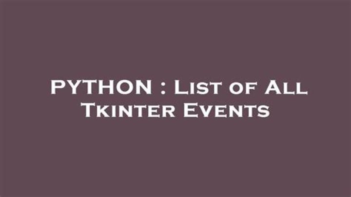 List of All Tkinter Events