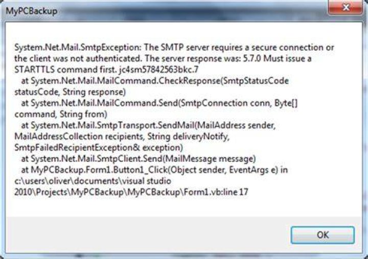 MailMessage System.Net.Mail.SmtpException, Error when trying to send email via C# form
