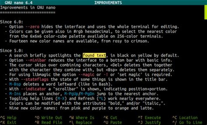 nano screenshot