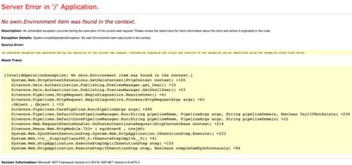 No owin.Environment item was found in the context