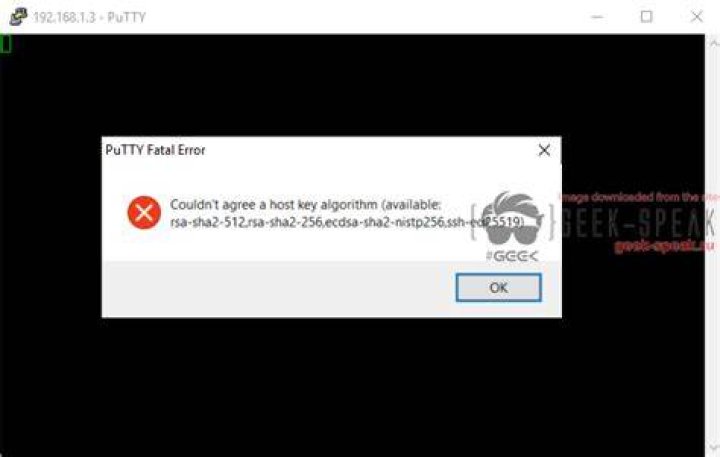 Putty on client - error couldn't agree a key exchange algorithm