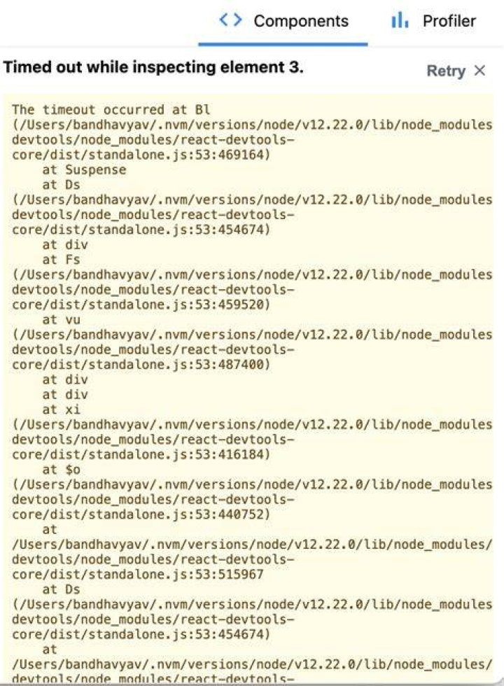 react-devtools : Timeout unable to inspect element
