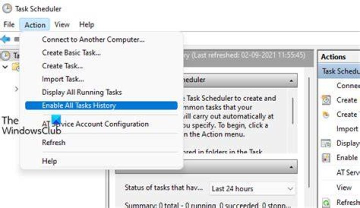 Scheduled Task history empty despite Task getting started and ending normally?