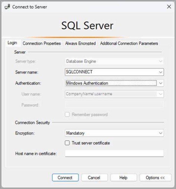 screen shot of SQL Server Management Studio
