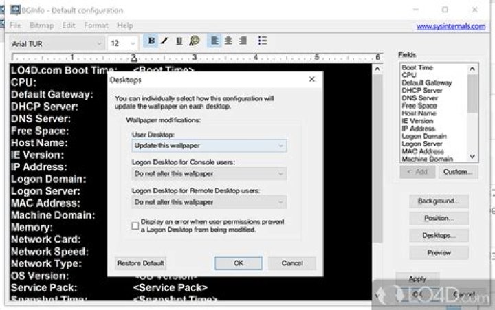 Screenshot of BgInfo