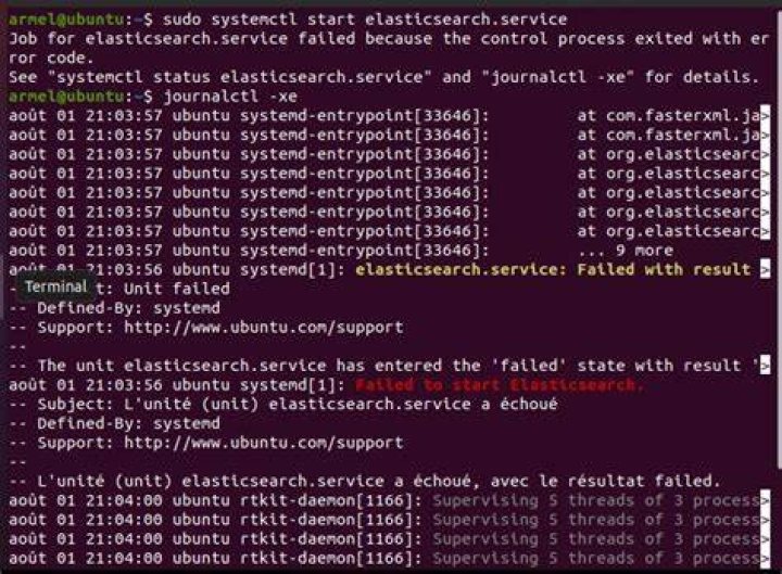 start service elasticsearch failed