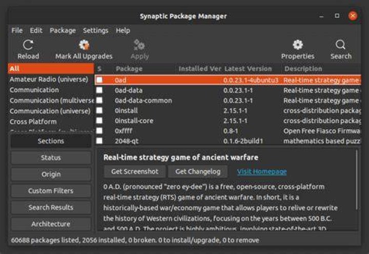 synaptic Package Manager (GUI)