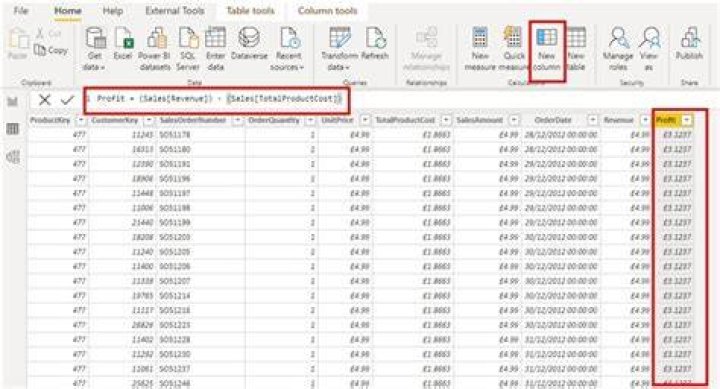 Table with Calculated Column