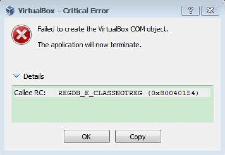 Virtual box critical Error