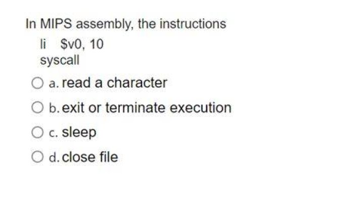 What does li $v0,10 , in Mips?