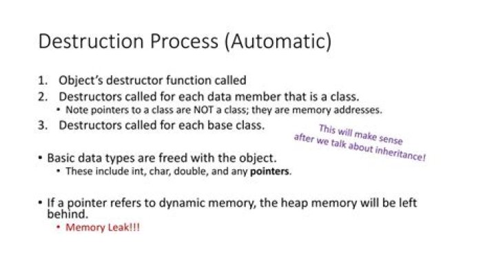 Will destructor delete built-in types and pointer objects?