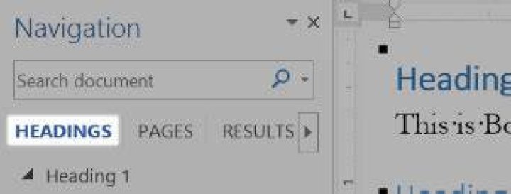 Word 2013 - Navigation sidebar